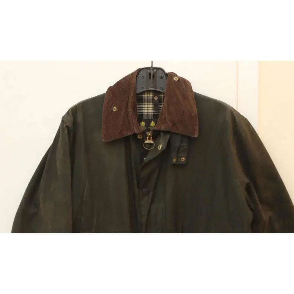 Barbour Vintage A200 Border Wax Jacket C38 Small Sage Green Country England - Picture 2 of 15